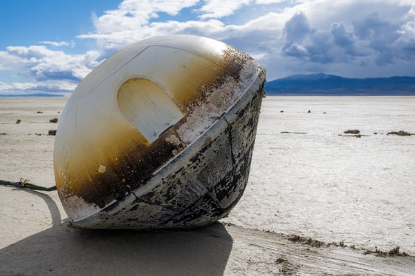 A space capsule in the desert
