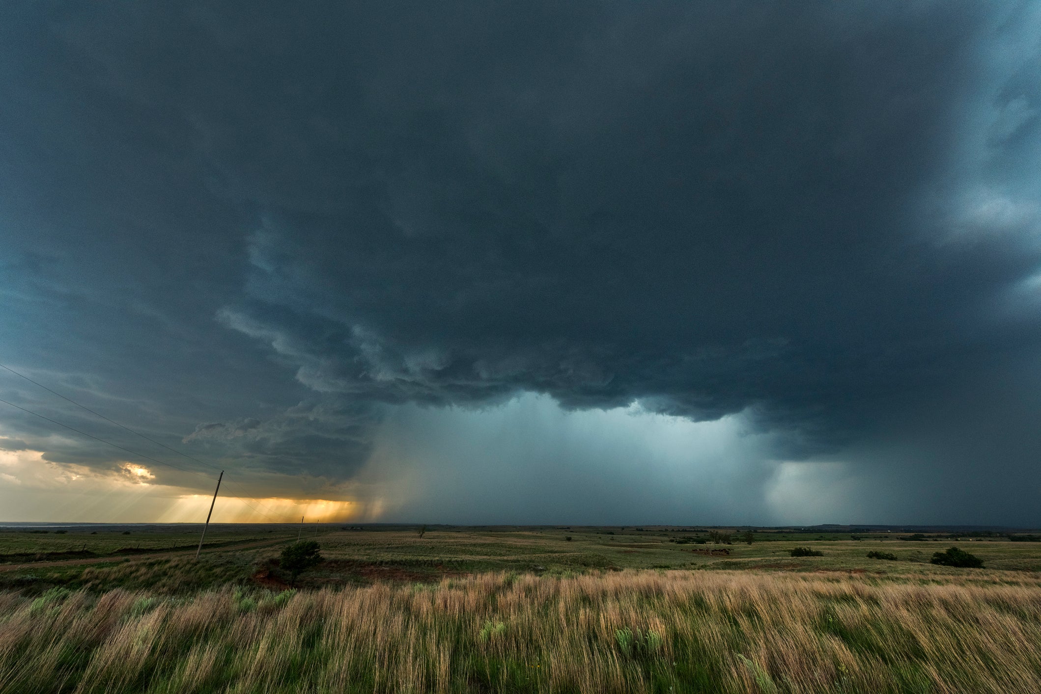 A hail core thunderstorm with severe inflow winds.