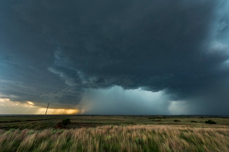 A hail core thunderstorm with severe inflow winds.