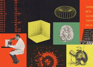 Collage style illustration by Max-o-matic showing different areas of science.