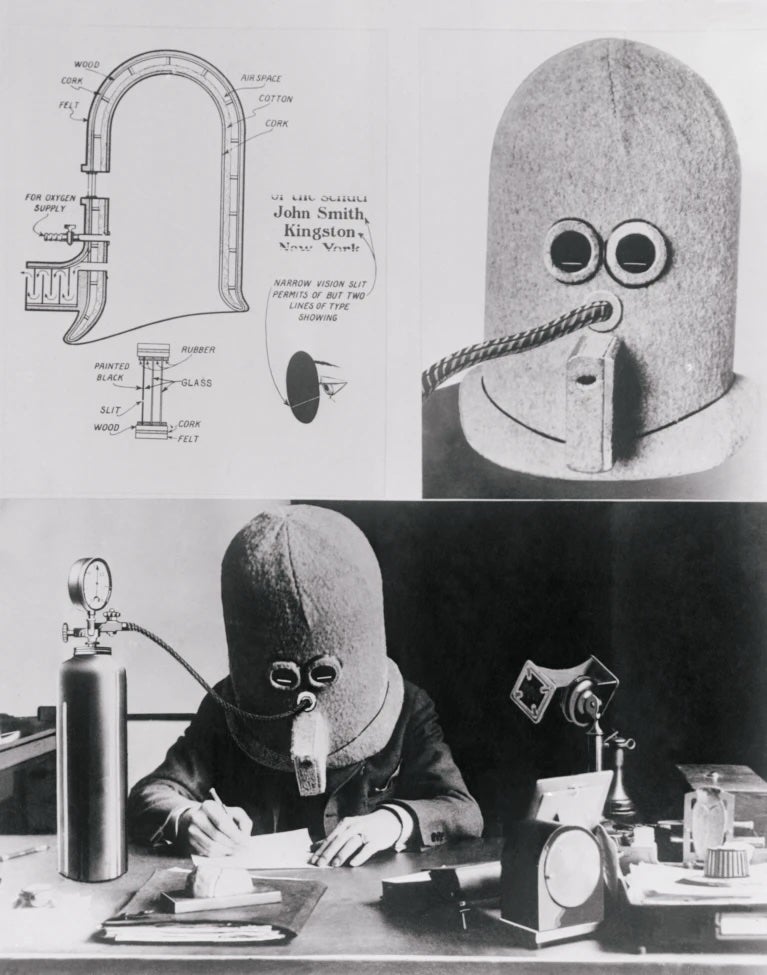 Historical images of Hugo Gernsbach’s isolated helmet.