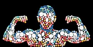 illustration of a human figure made out of pills