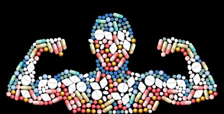 illustration of a human figure made out of pills