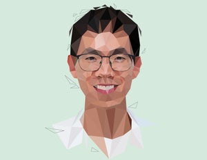 Stylized illustration portrait of JianJun Jin by Jessine Hein.