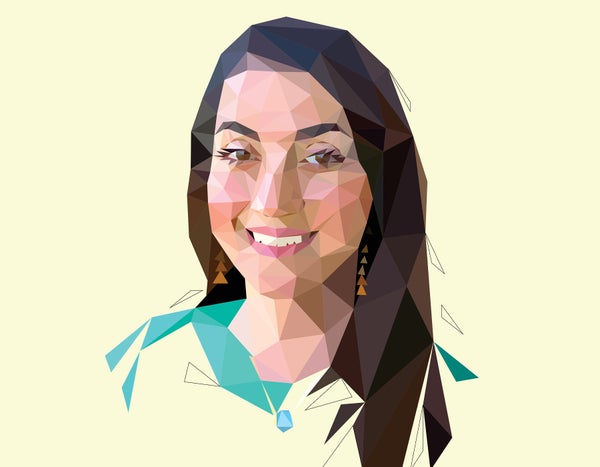 Stylized illustration portrait of Christina V. Theodoris by Jessine Hein.