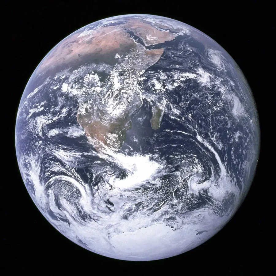 A full-disk view of Earth, primarily showing Africa.