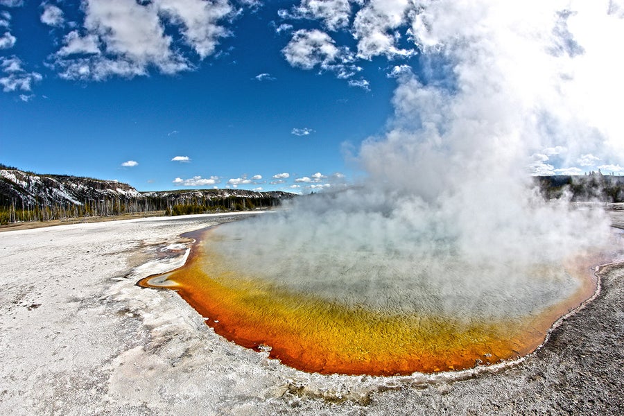 Steaming hot spring in Yellowstone National Park