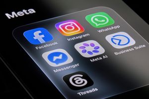 The Meta folder containing the Facebook, Instagram, WhatsApp, Messenger, Meta AI, Business Suite and Threads apps is seen displayed on a smartphone screen in this photoillustration taken on July 10, 2026.