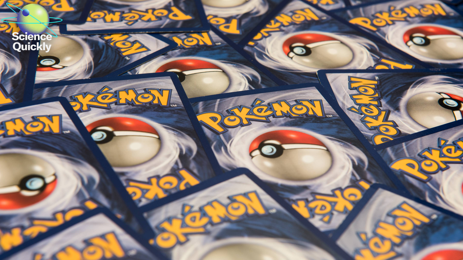 Illustration showing Pokémon trading cards spread out face down on a flat surface