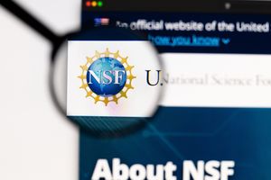 Closeup of National Science Foundation NSF website page on a laptop screen.