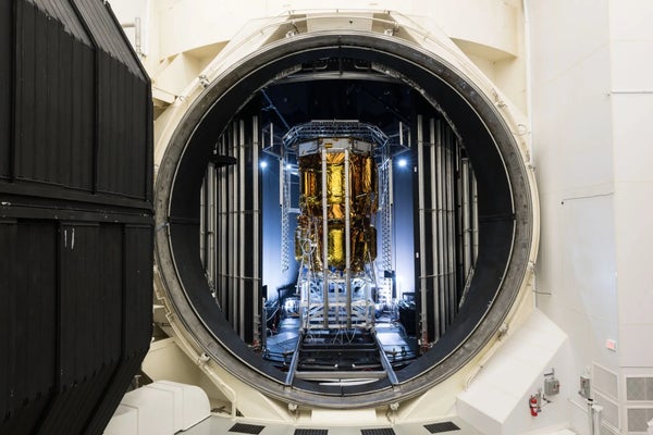 Environmental testing of Blue Origin’s Blue Moon Mark 1 (MK1) lunar lander has been completed inside Thermal Vacuum Chamber A at NASA’s Johnson Space Center in Houston.