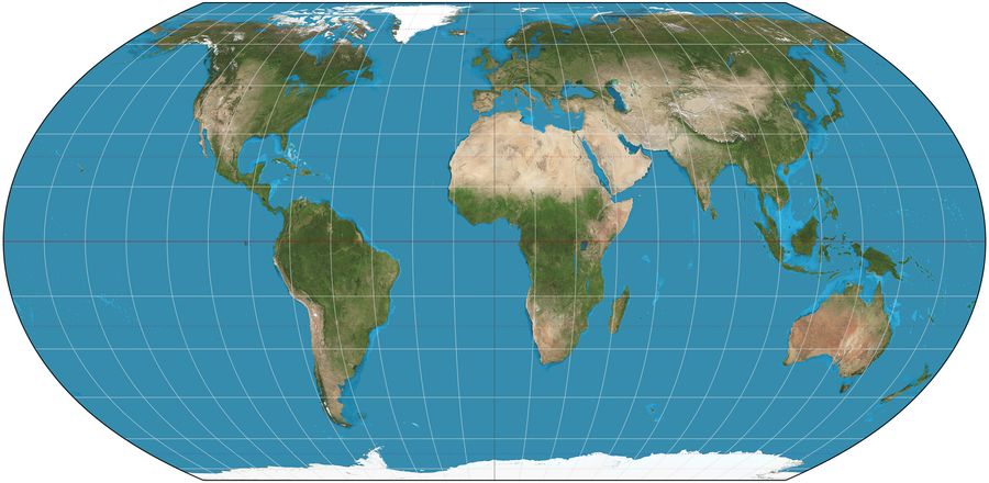 a world map that preserves the area of the continents without distorting them too much