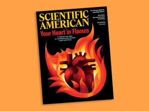 Cover of the May 2026 issue of Scientific American against an orange background.