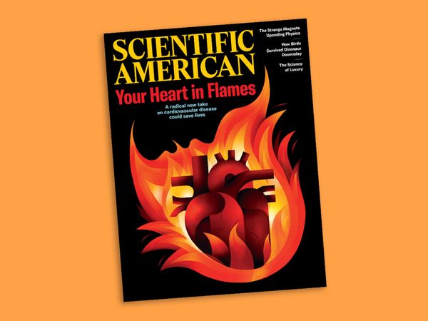 Cover of the May 2026 issue of Scientific American against an orange background.