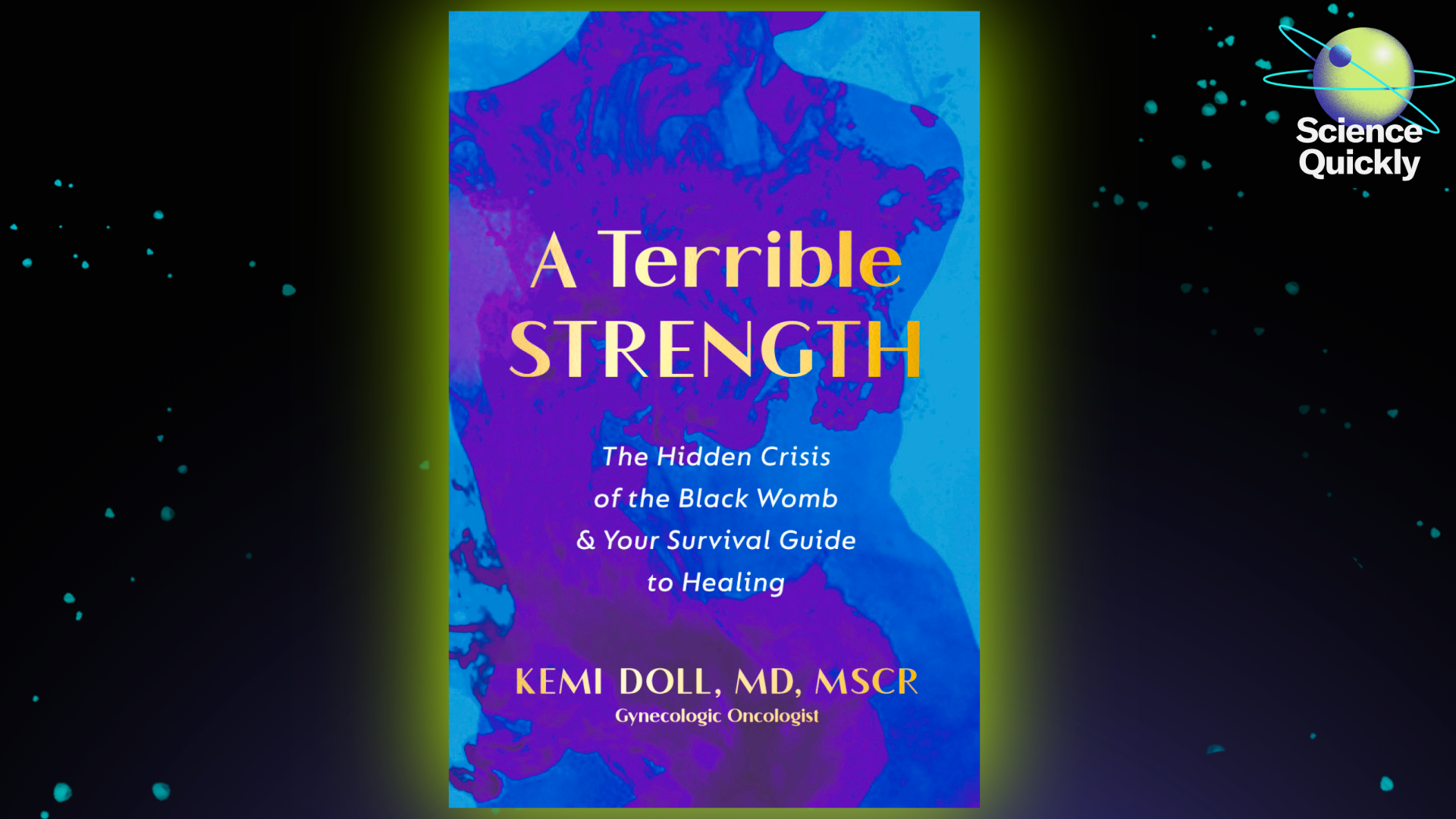 An illustration of a book cover of a women's silhouette on a dark purple background.