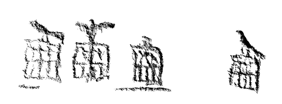 Black hieroglyphs on a white background