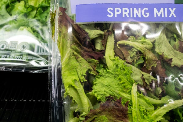 Spinach is displayed for sale on shelves at a Target store on July 23, 2026, in Austin, Tex.