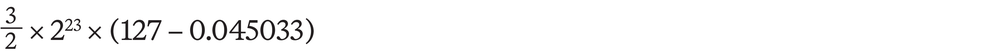 Tres mitades por dos elevado a 23 veces paréntesis abierto 127 menos 0.045033 paréntesis cerrado