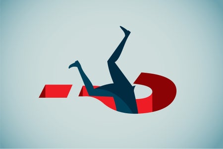 Illustration of a person falling into a question mark