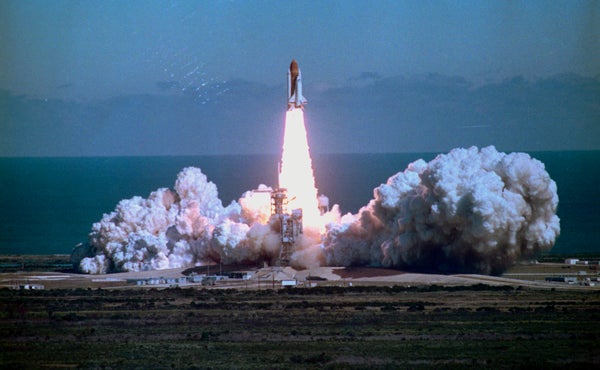 A space shuttle launch photo