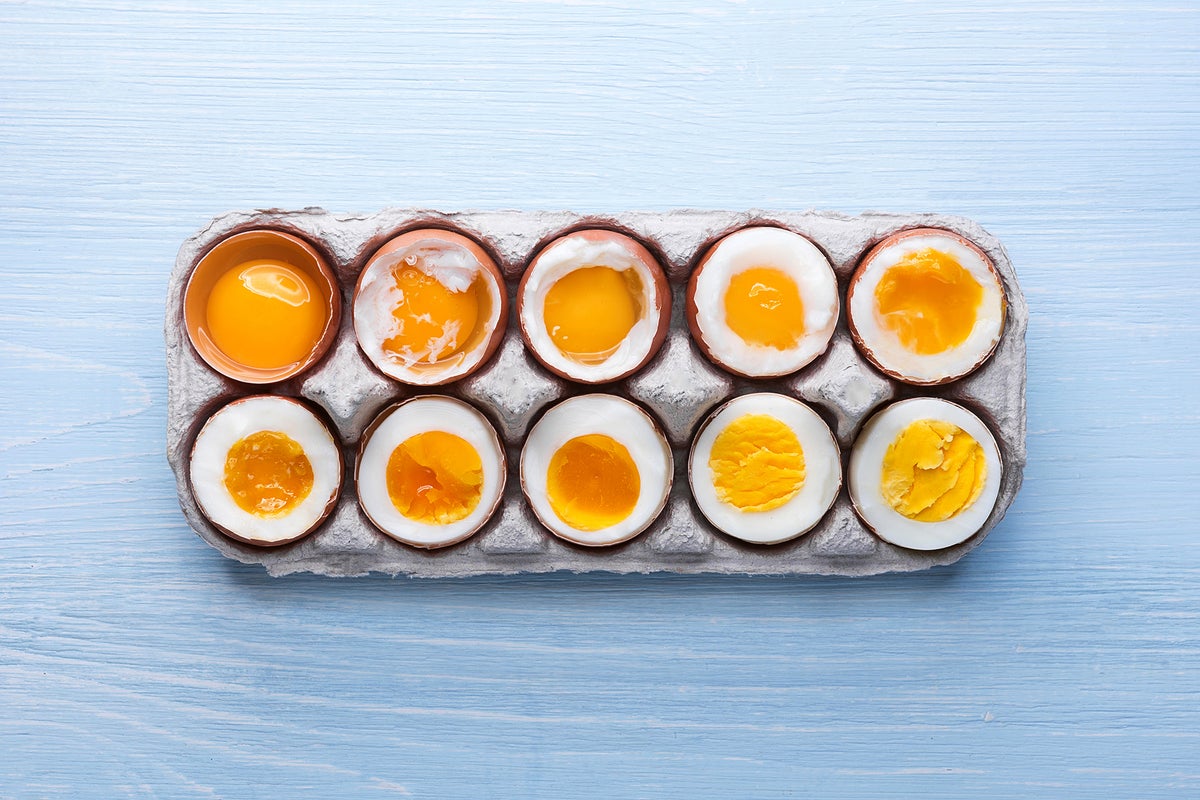 eggs in varying degrees of preparedness depending on the time of boiling eggs