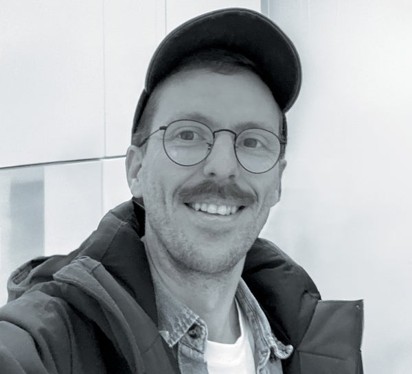 Retrato preto e branco de Andrew B. Myers