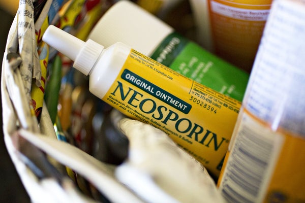 A tube Neosporin in a basket