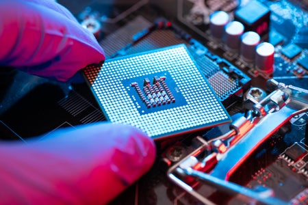 a semiconductor chip close up
