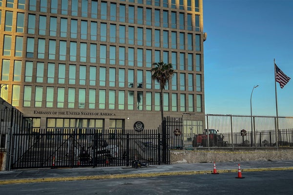 View of the U.S. embassy in Havana, photographed on January 4, 2023