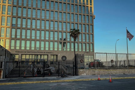 View of the U.S. embassy in Havana, photographed on January 4, 2023