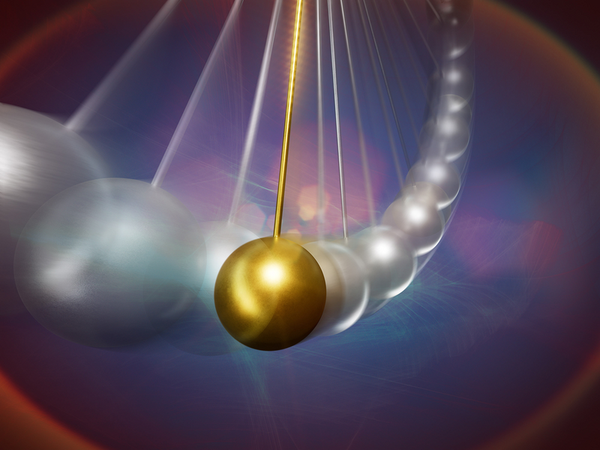 An illustration representing Schrödinger’s pendulum.