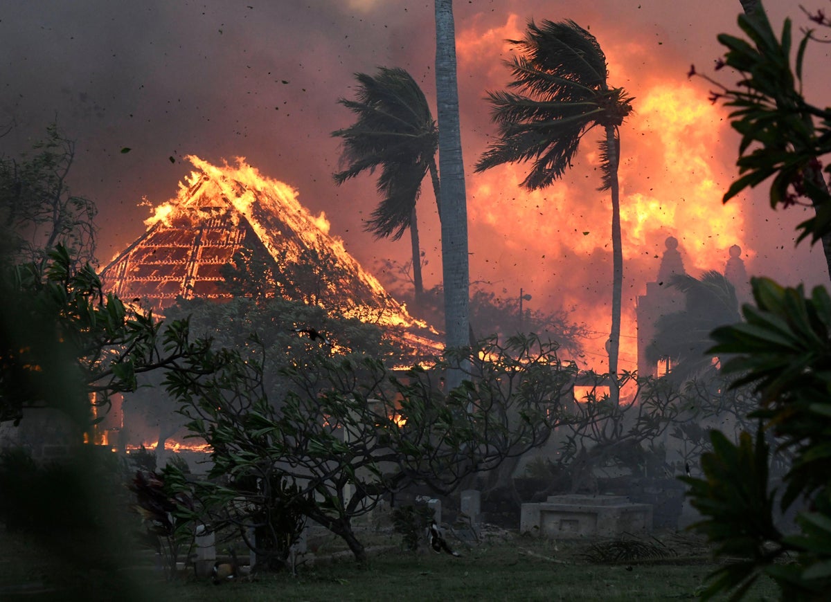 Fire burning down homes and trees