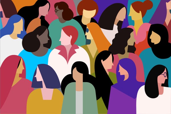 Illustration of a group of multi ethnic women