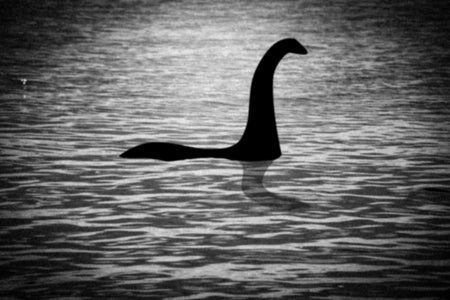 A modern reconstruction of the famous Loch Ness Monster hoax photo from 1934.