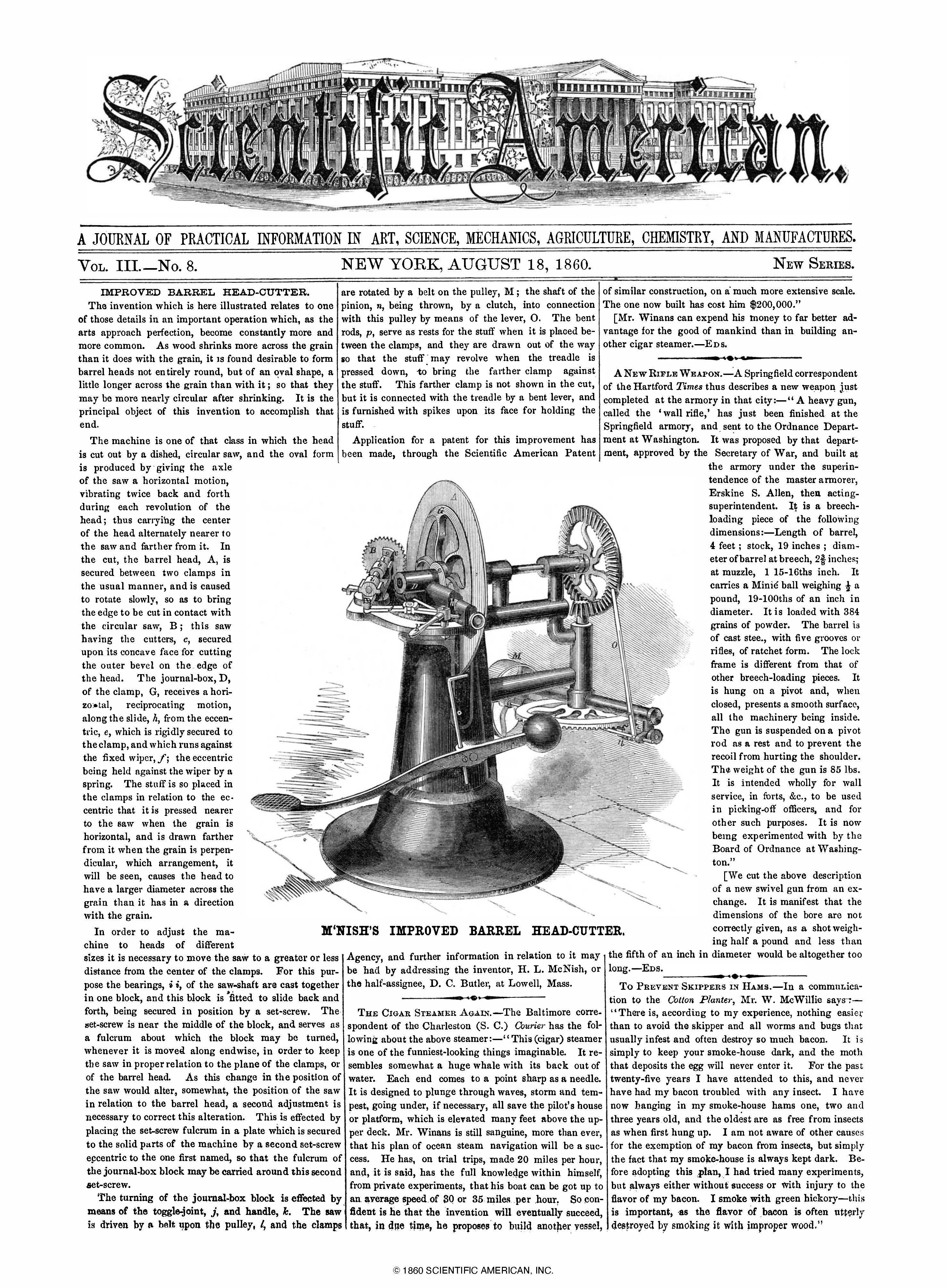 Scientific American Magazine Vol 3 Issue 8