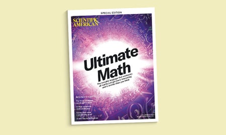 Cover of the Ultimate Math special edition issue of Scientific American against a yellow background