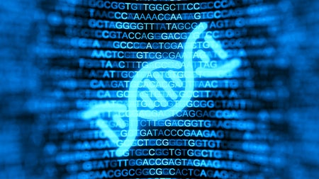 DNA helix over genetic sequences