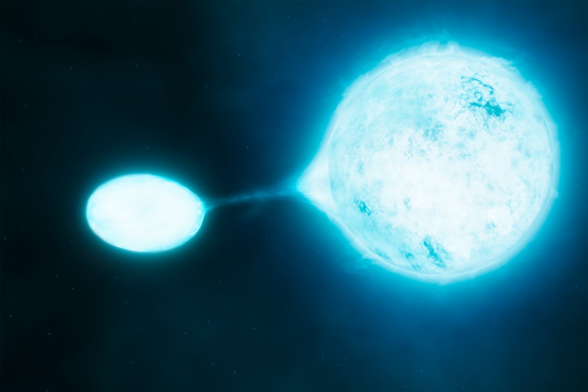 Artist’s impression of one star cannibalizing another.