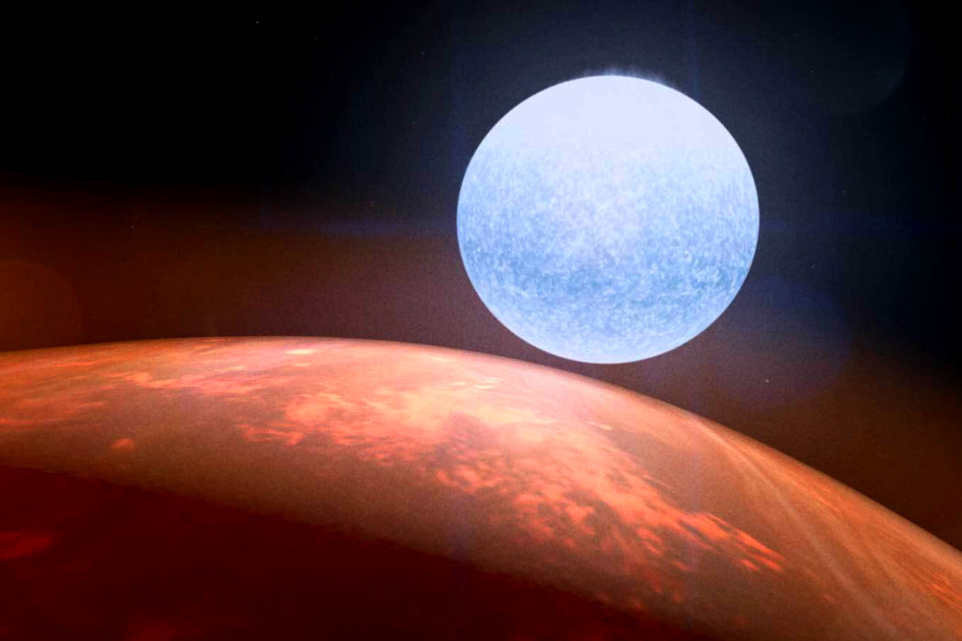 An artist's concept of planet KELT-9 b and its host star
