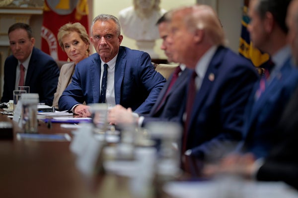 A picture of Health and Human Services Secretary Robert F. Kennedy Jr. at a cabinet meeting with U.S. President Donald Trump