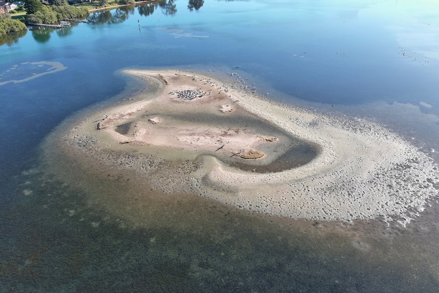 A small sandy island