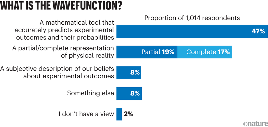 Bar chart showing survey results to the question 'What is the wavefunction?'.