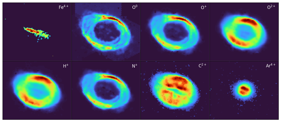 An illustrative set of 8 individual weave LIFU emission-line images of the Ring Nebula.