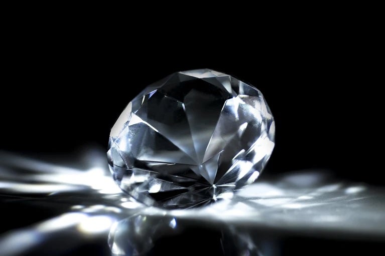 A diamond against a black background