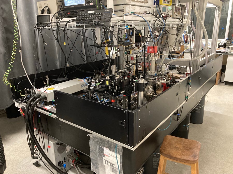 Optical instruments in research lab