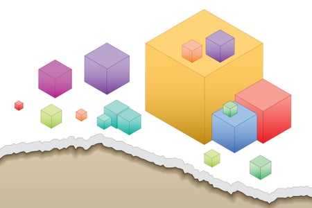 Series of colorful scaled cubes