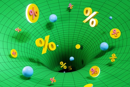 Illustration of a green hole sucking into percent signs.