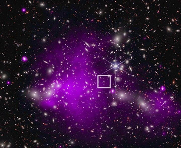 This image contains the most distant black hole ever detected is located in the galaxy UHZ1
