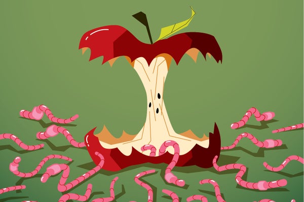 Ilustração de uma maçã com palavras ao redor