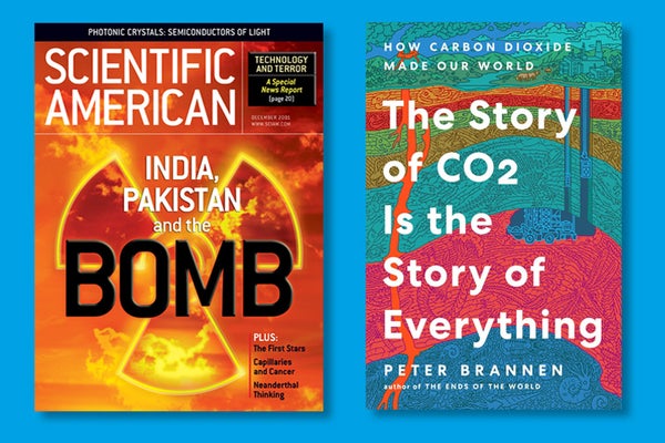 La portada de un número de Scientific American y la portada del libro The Story of CO2 es la historia de todo